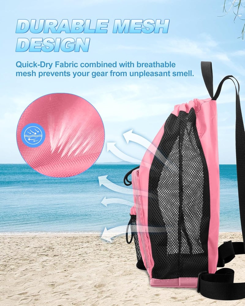 Hoedia Mesh Swim Bag Drawstring Backpack Beach Backpack for Swimming, Pool, Gym, and Workout Gear - Image 4